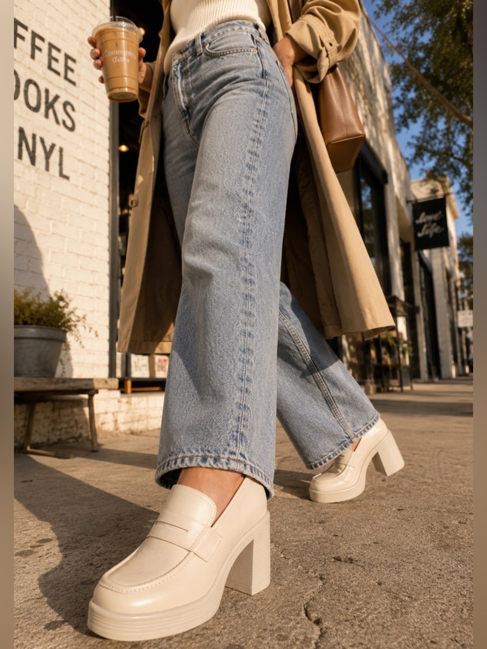 Steve Madden Fulfill Cream Chunky 90s Y2K Platflorm Women’s Heeled Loafers Sz 10